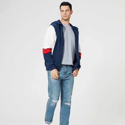 New Men's Fashion Colorblock Contrast Cardigan