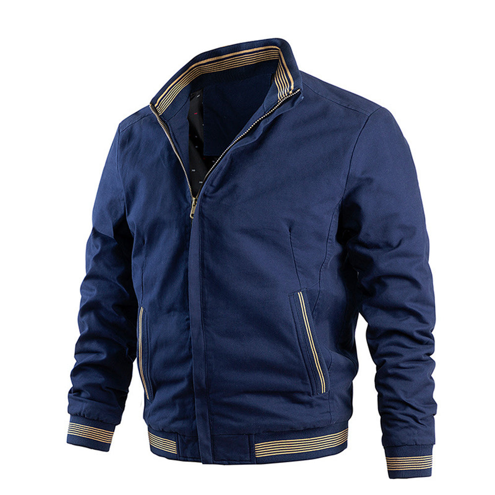 Fashion Men's Rib Neck Solid Jacket