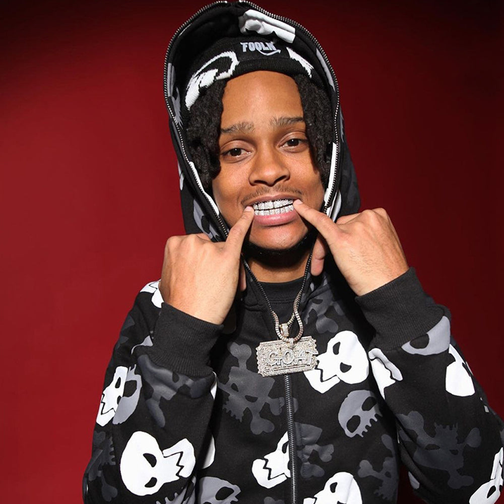 Men's Skull Print Oversized Hooded Sweatshirt