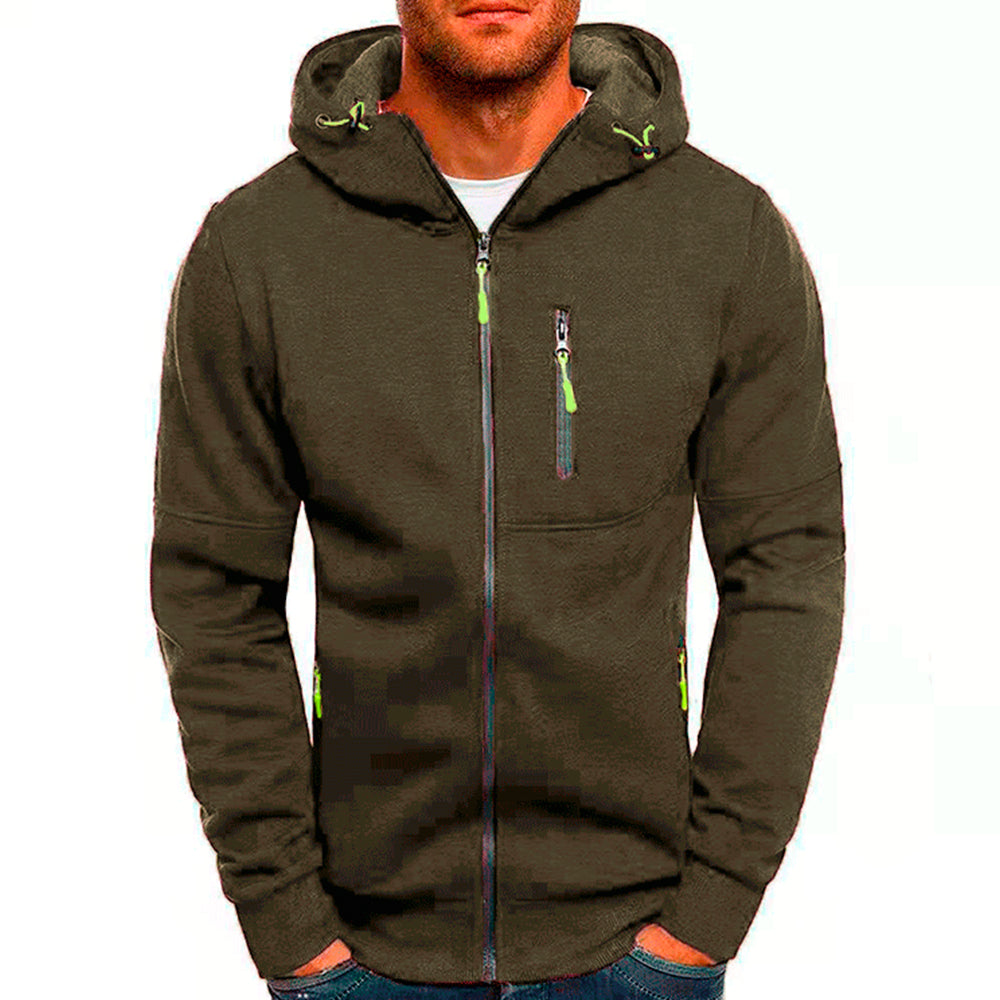 Men's Contrast Zip Slim Fit Hooded Jacket