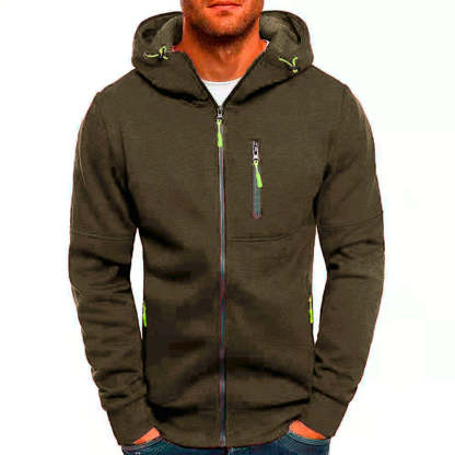 Men's Contrast Zip Slim Fit Hooded Jacket