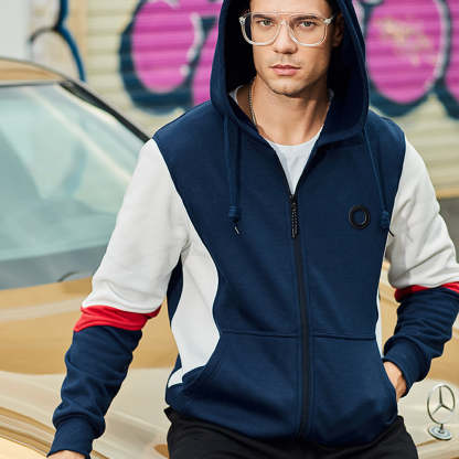New Men's Fashion Colorblock Contrast Cardigan