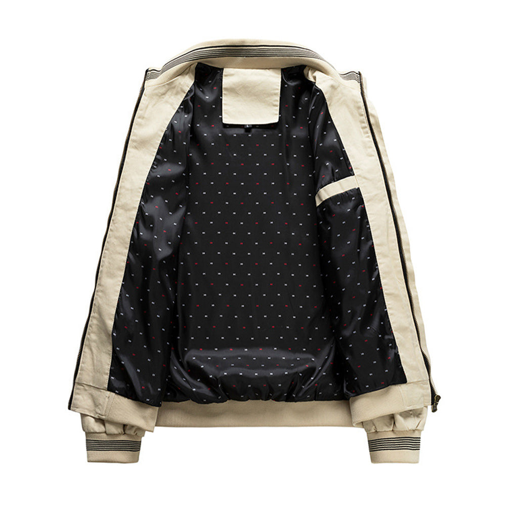 Fashion Men's Rib Neck Solid Jacket