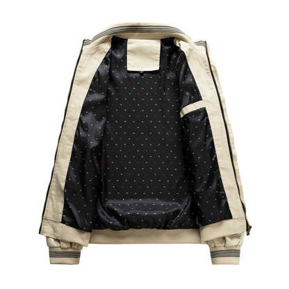 Fashion Men's Rib Neck Solid Jacket