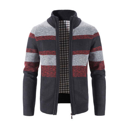 Men's Fashion Stripe Colorblock Sweater Cardigan Jacket