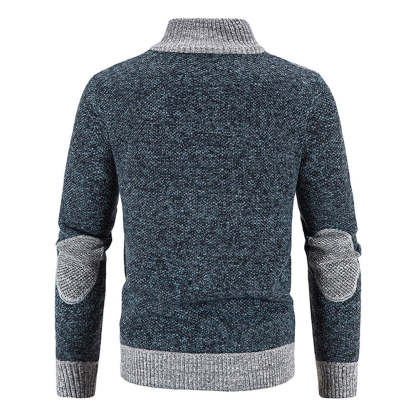 Men's Warm Fashion Stitched Fleece Knitted Cardigan