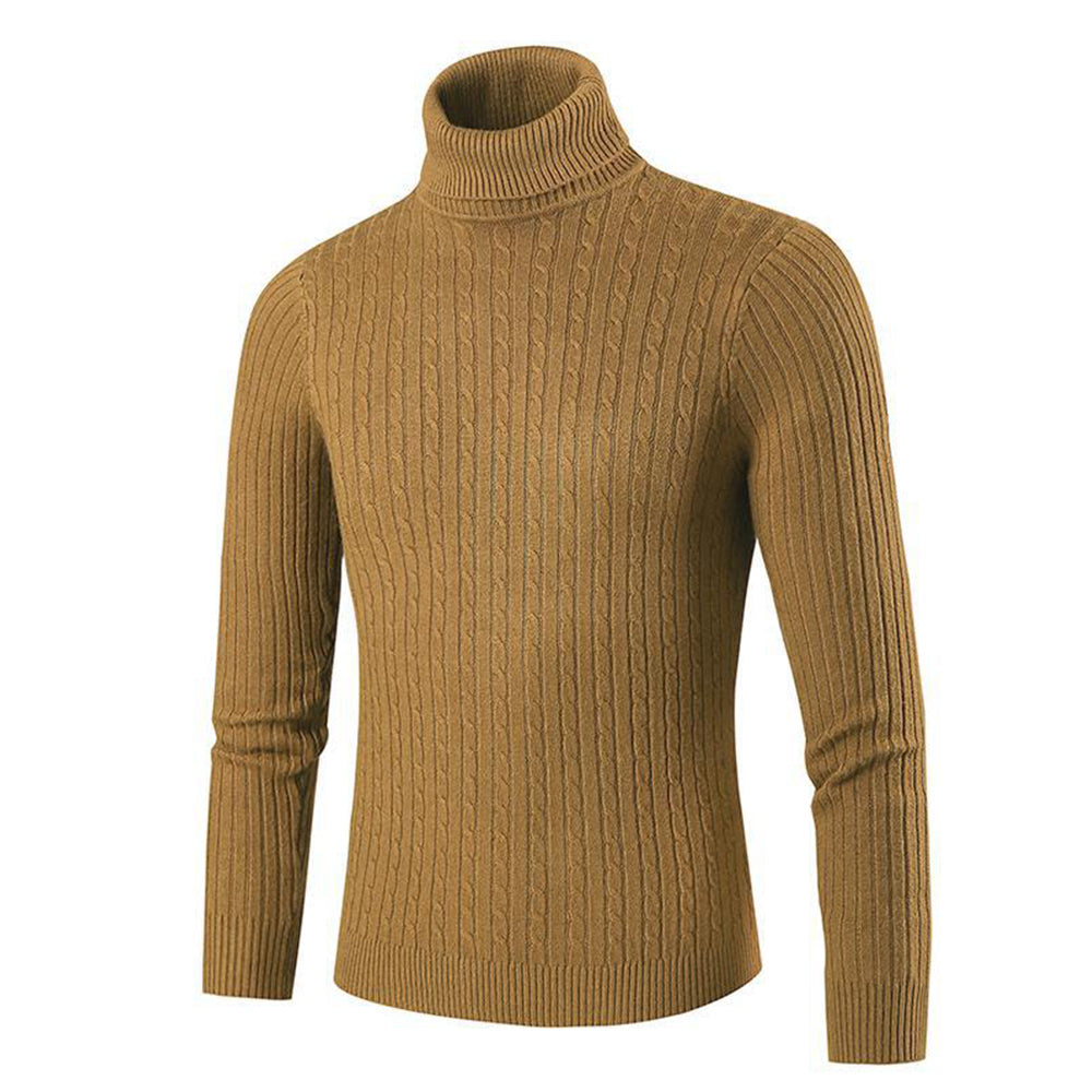 Autumn/Winter Men's Turtleneck Solid Color Knit Pullover Sweater