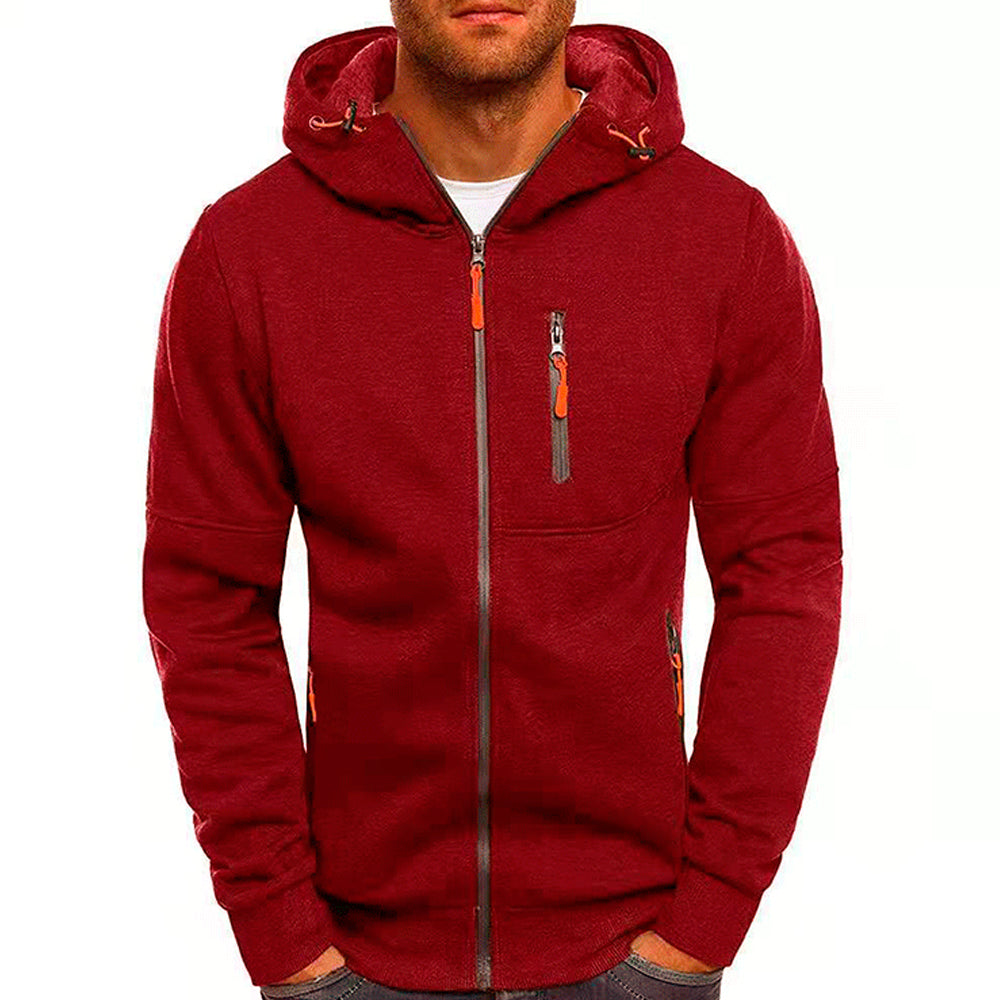 Men's Contrast Zip Slim Fit Hooded Jacket