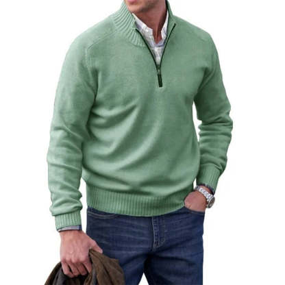 Diggetty Men's Fashion Stand Collar Zipper Thermal Sweater