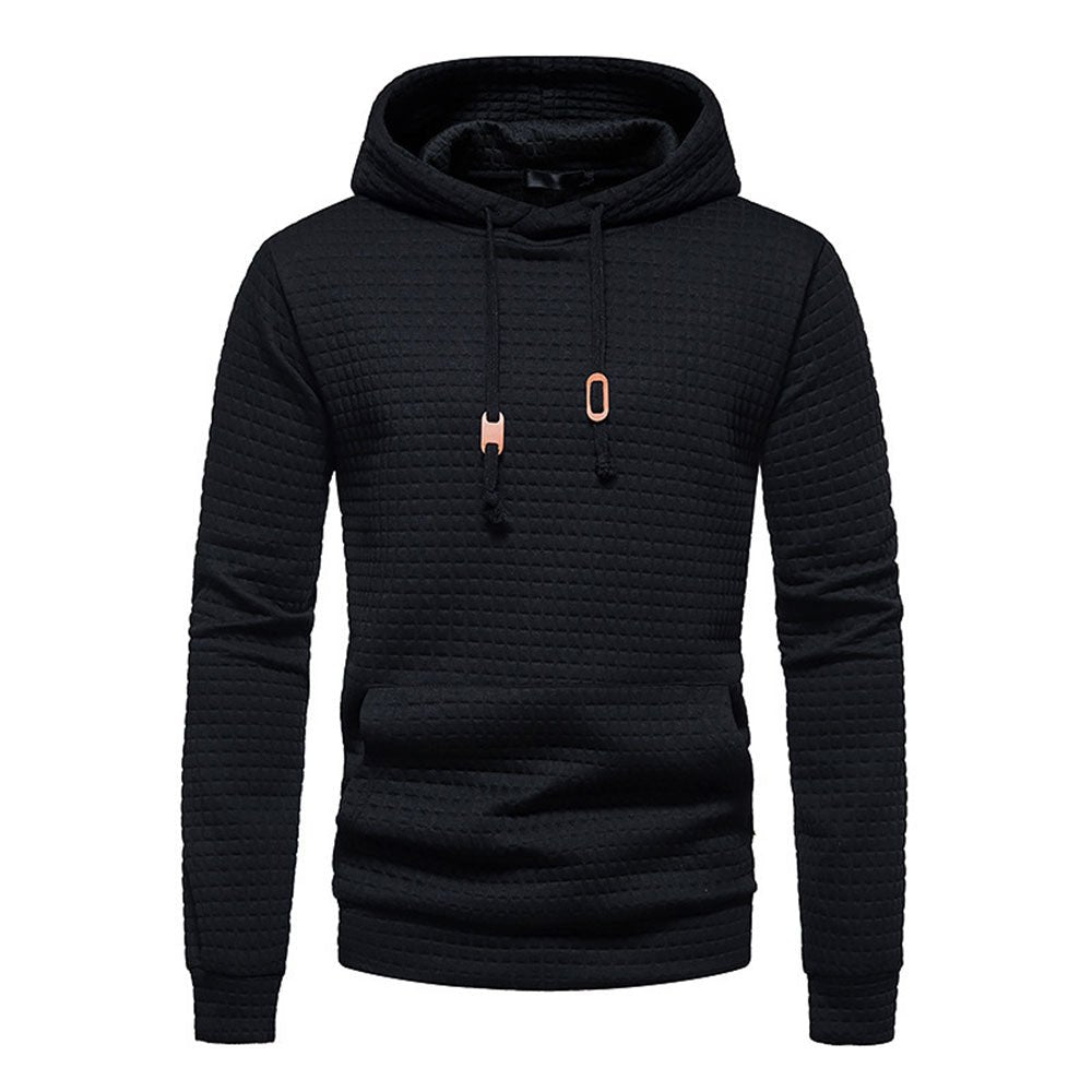 New Men's Fashion Check Casual Pocket Pullover Hoodie