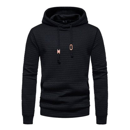 New Men's Fashion Check Casual Pocket Pullover Hoodie