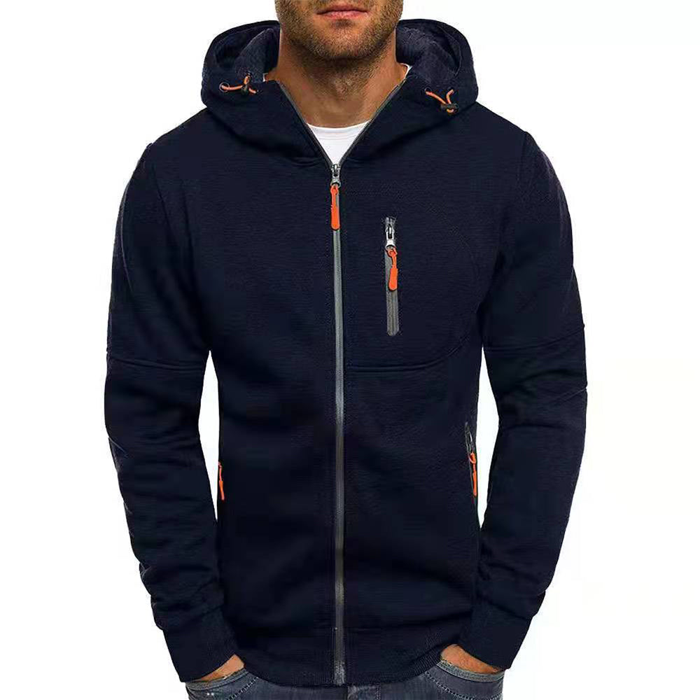 Men's Contrast Zip Slim Fit Hooded Jacket